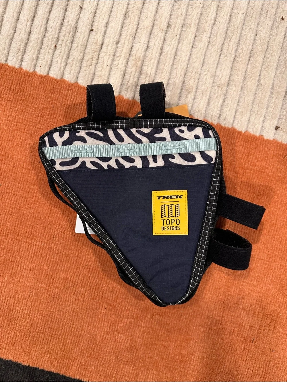 Topo Designs Navy and Coral Triangle Bike Frame Bag